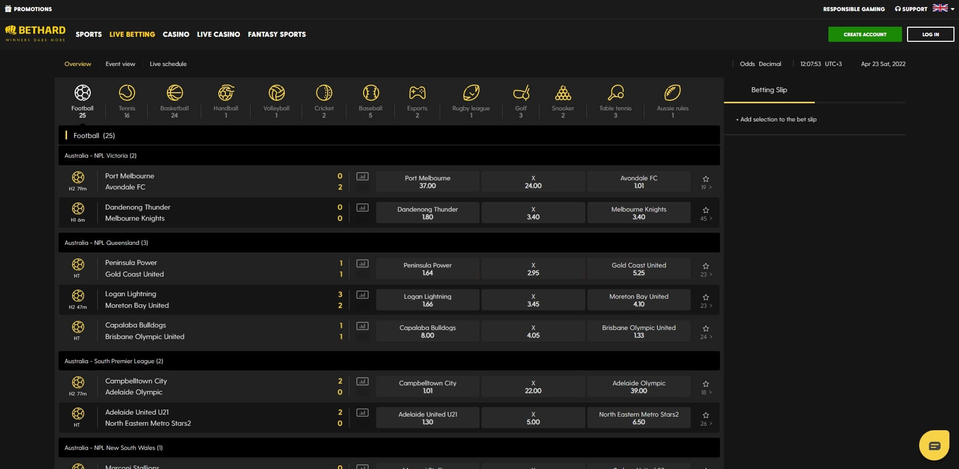 Bethard Live Betting