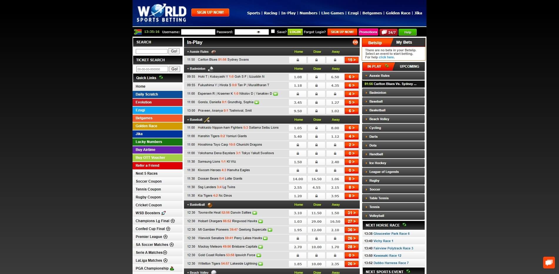 World Sports Live Betting