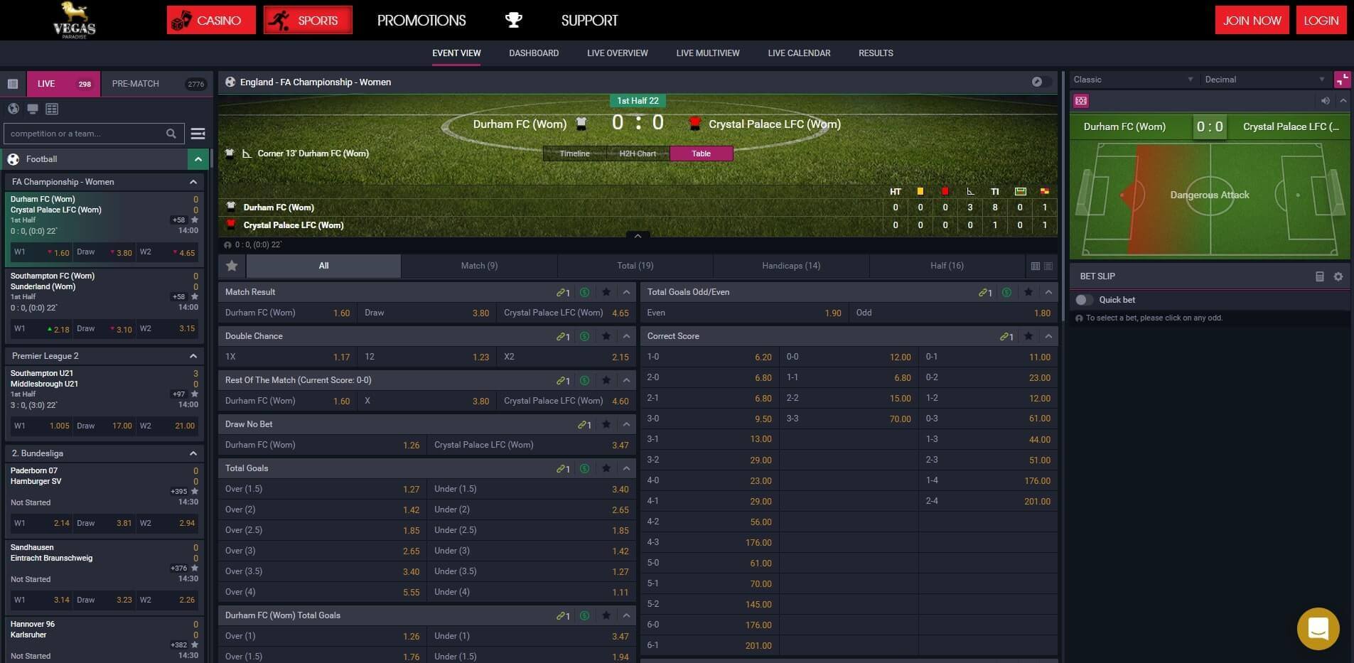 Vegas Paradise Live Betting